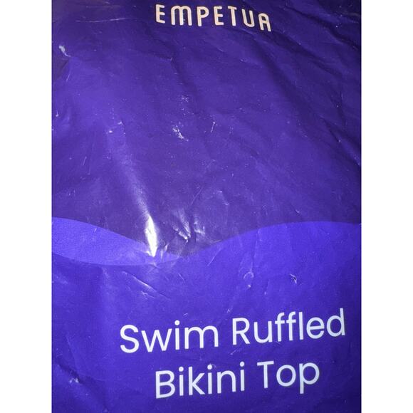 Brand New Empetua Women's Large Black Swim Ruffled Bikini Top - Picture 4 of 6
